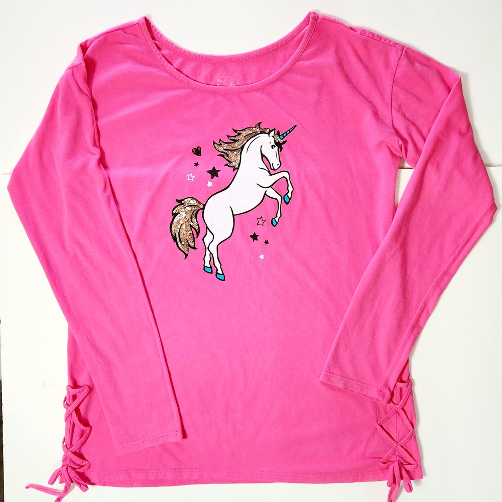 Justice Pink Unicorn Long Sleeve Tee Size: 20